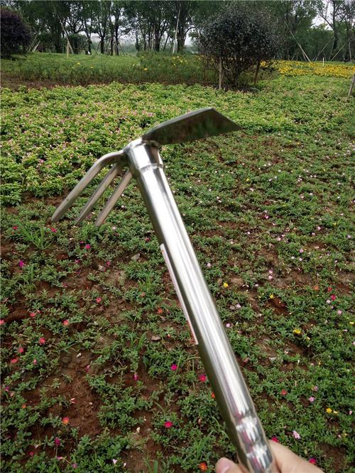 农用园林园艺工具不锈钢两用小锄镐头 钉耙农具锄头种菜花锄 包邮